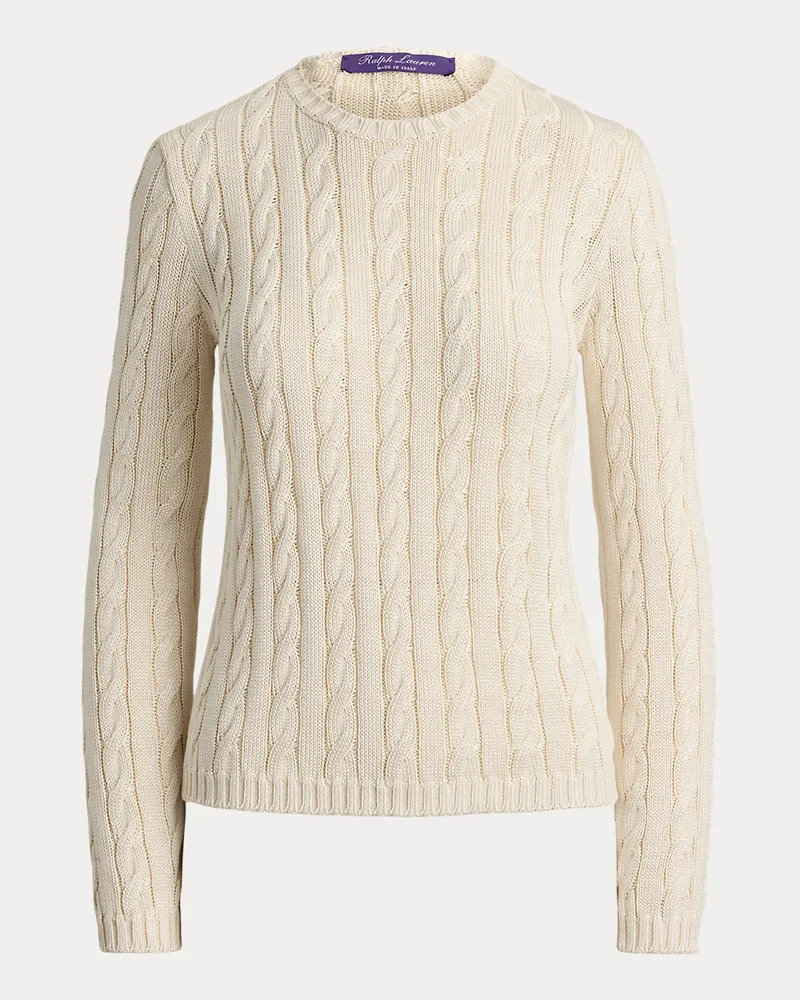 Ralph Lauren Zopfmuster-Pullover aus Seidenmischung Cream