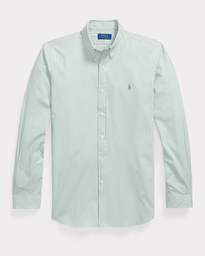 Ralph Lauren Gestreiftes Custom-Fit Hemd aus Popeline Green