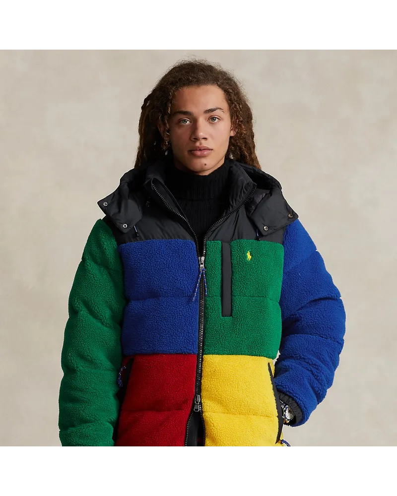 Ralph Lauren Fleece-Daunenjacke in Color-Block-Optik Multi