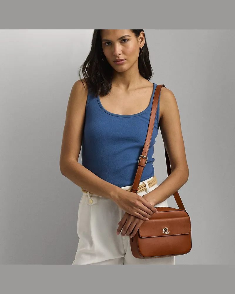 Ralph Lauren Mittelgroße Kameratasche Marcy aus Leder Tan