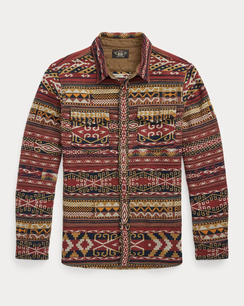 Ralph Lauren Patchwork-Arbeitshemd aus Jacquard Red