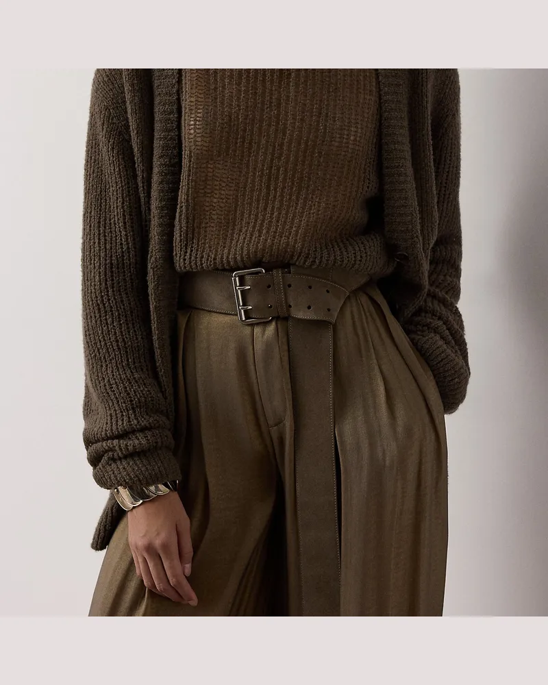 Ralph Lauren Langer Gürtel aus Kalbswildleder Brown
