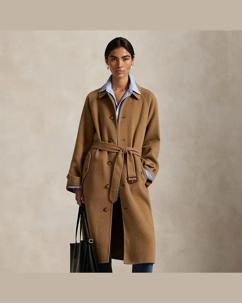 Ralph Lauren Balmacaan-Mantel aus Wolle und Kaschmir Brown