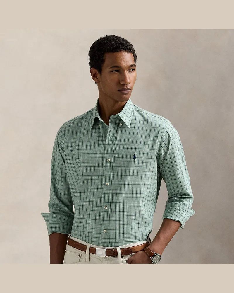 Ralph Lauren Kariertes Custom-Fit-Hemd aus Popeline Green