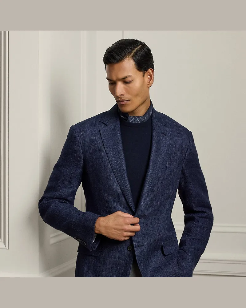 Ralph Lauren Handgeschneiderte Fischgratjacke Kent Blue
