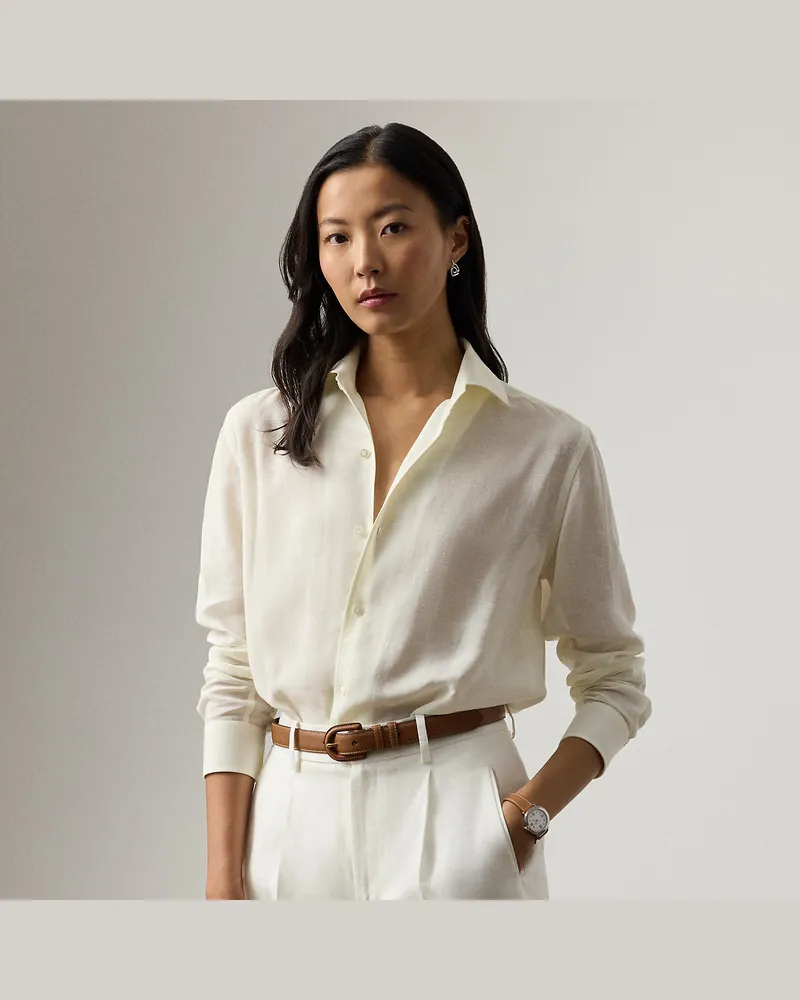 Ralph Lauren Relaxed-Fit Capri-Hemd aus Leinenvoile Cream