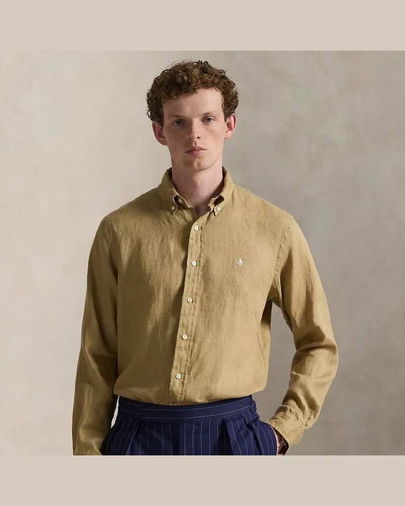 Ralph Lauren Slim-Fit Leinenhemd Tan