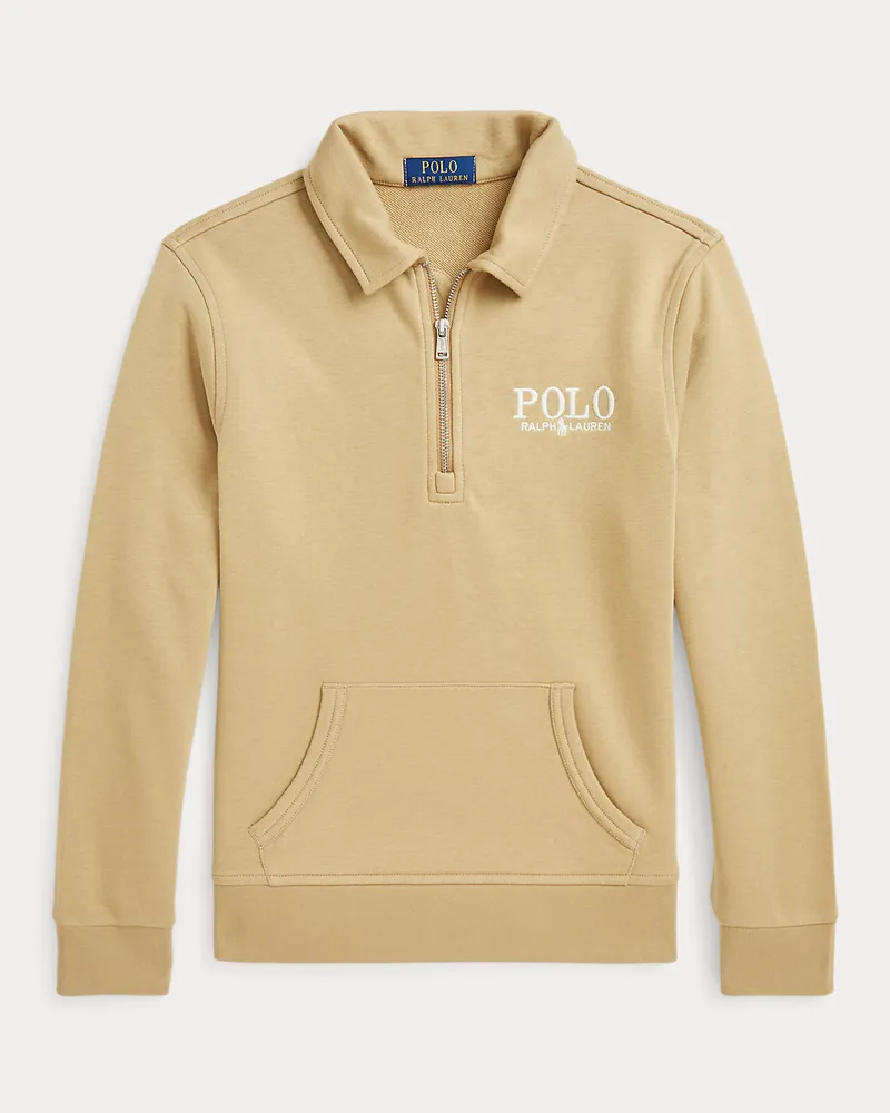 Ralph Lauren Terry-Sweatshirt mit Kragen und Logo Tan