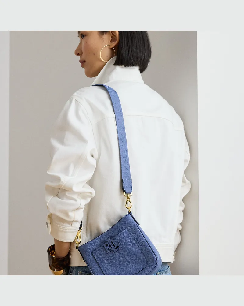 Ralph Lauren Kleine Narbenleder-Umhängetasche Cameryn Blue