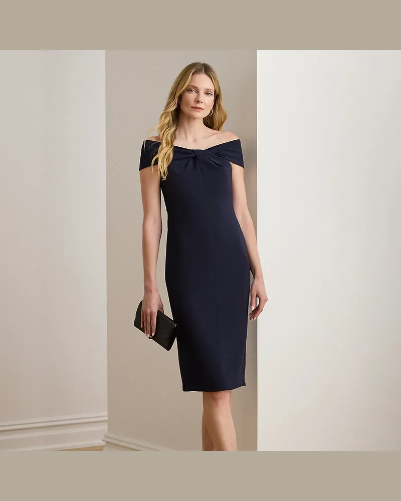 Ralph Lauren Crêpe-Cocktailkleid mit Twist-Detail Blue