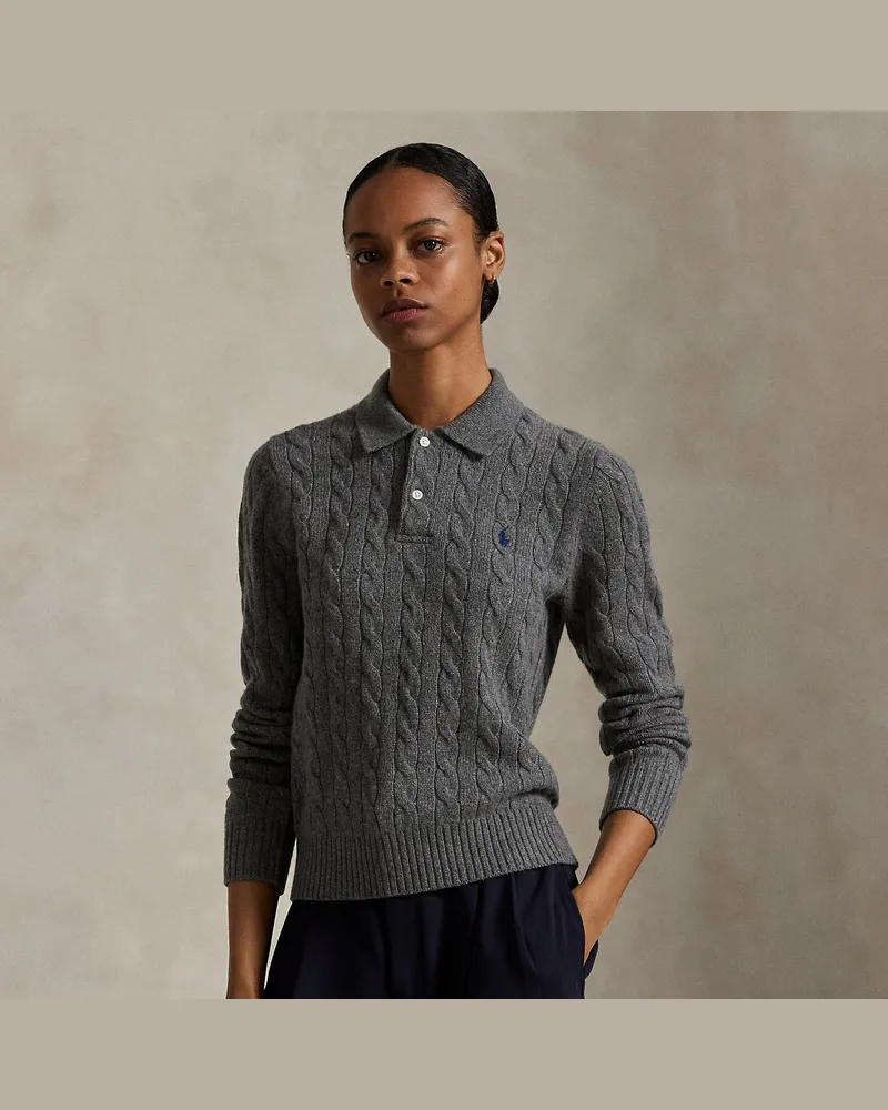 Ralph Lauren Polo-Pullover mit Zopfmuster Grey