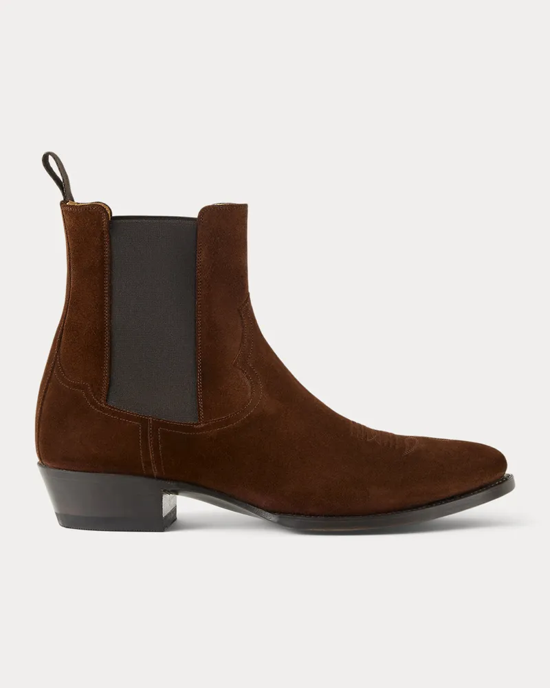 Ralph Lauren Chelsea-Westernboots aus Kalbswildleder Brown