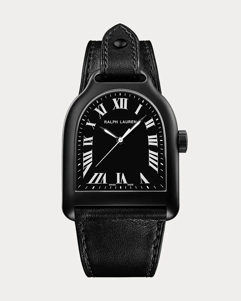 Ralph Lauren Große Armbanduhr Stirrup aus Stahl Black