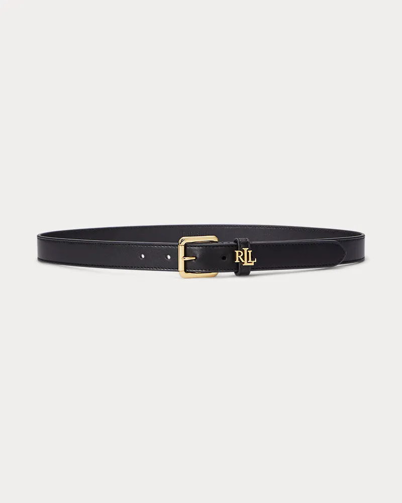 Ralph Lauren Schmaler Ledergürtel mit Logo-Schlaufe Black