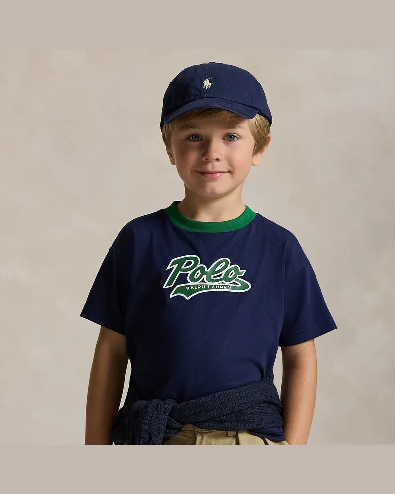 Ralph Lauren Ringer-T-Shirt aus Baumwolle mit Logo Blue
