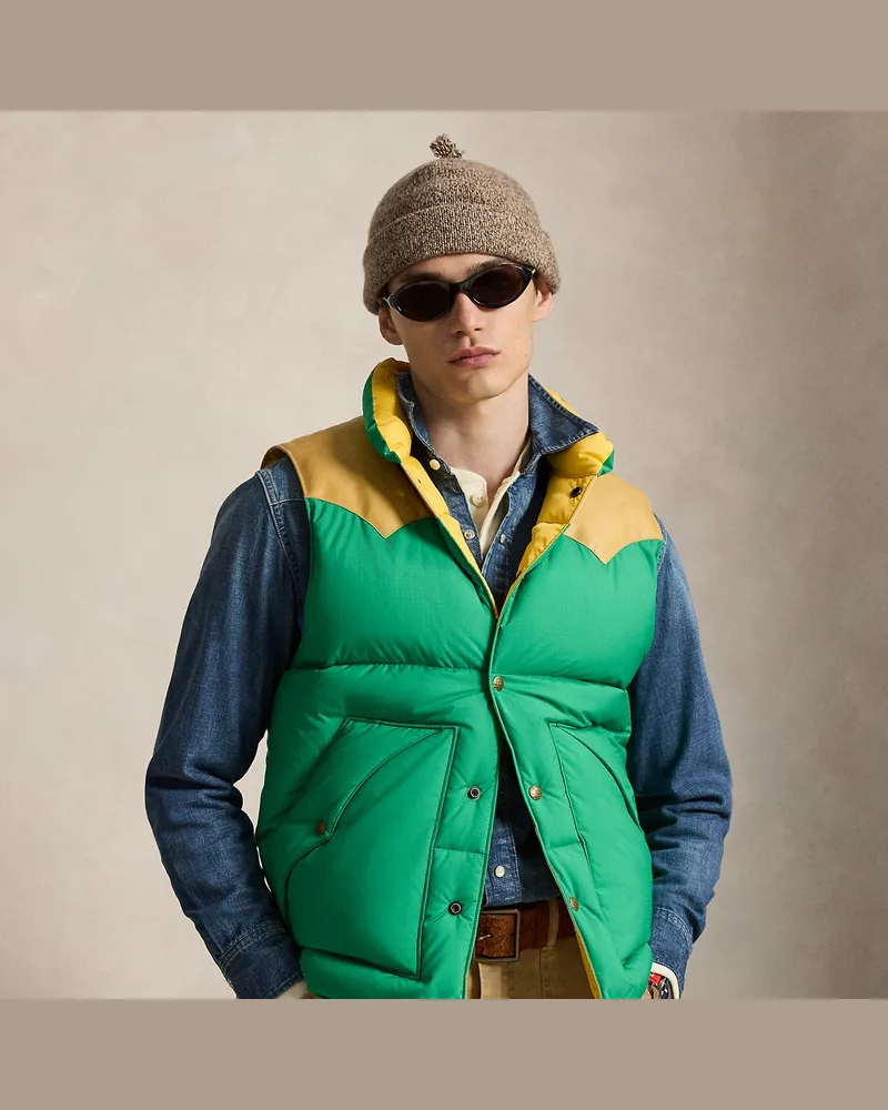 Ralph Lauren Daunenweste mit Lederpasse Green