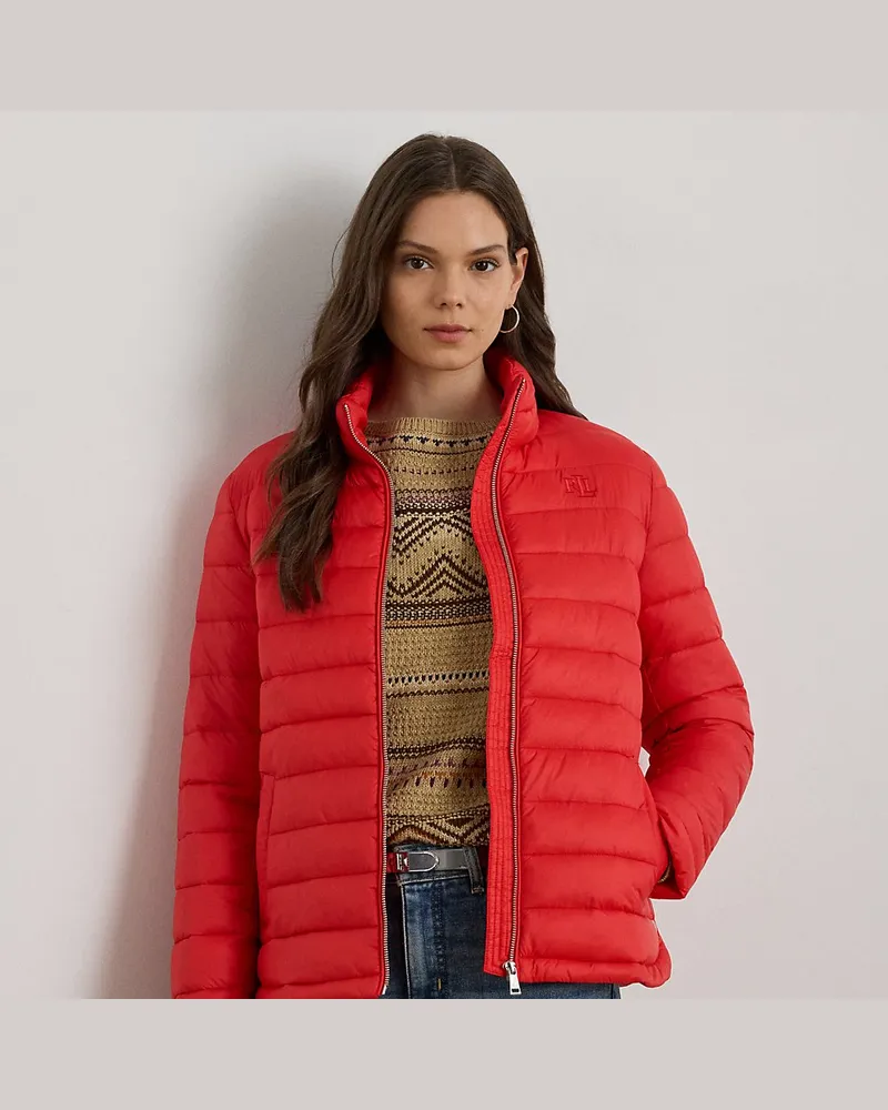 Ralph Lauren Gesteppte Pufferjacke mit Tunnelkragen Orange