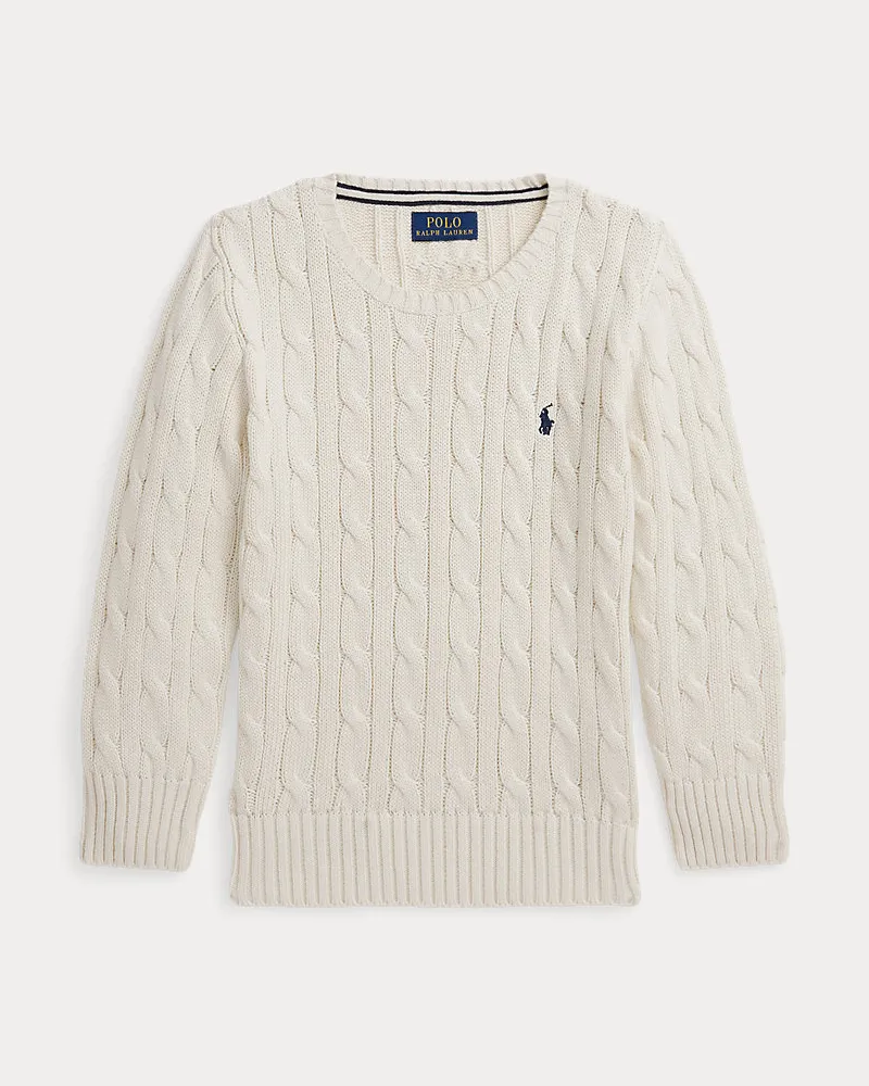 Ralph Lauren Baumwollpullover mit Zopfmuster Cream