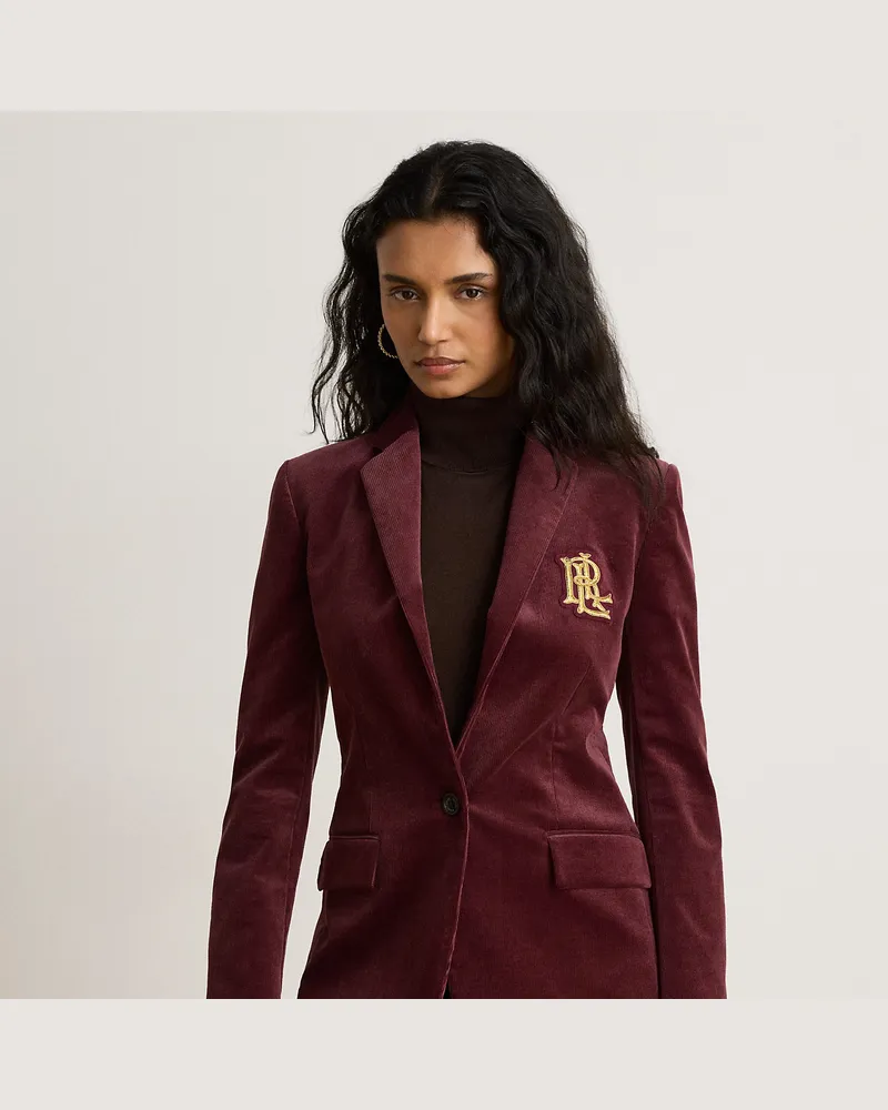 Ralph Lauren Kordsamtblazer mit Bouillonstickerei Red