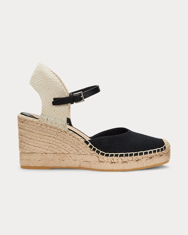 Ralph Lauren Espadrille Robby aus Segeltuch und Jute Black