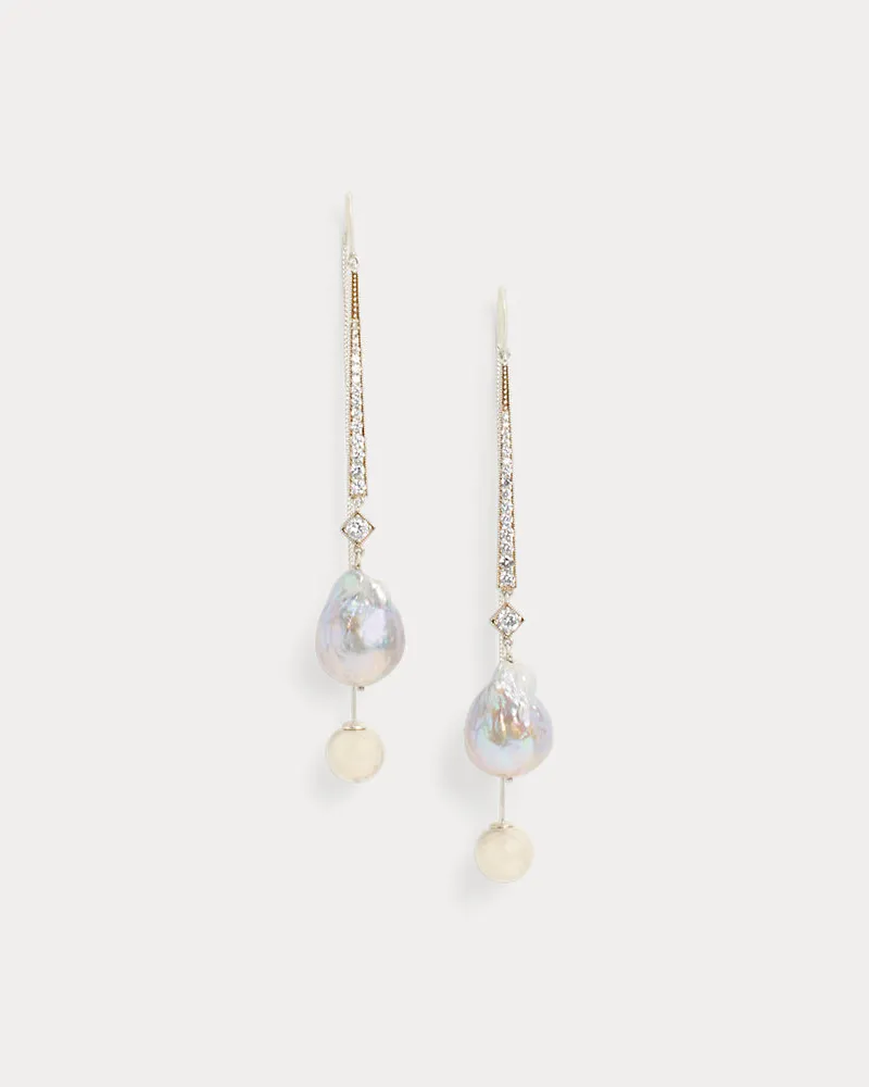 Ralph Lauren Ohrringe mit Perlen und Kristallen Grey