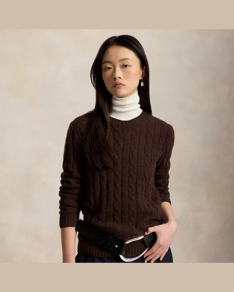 Ralph Lauren Kaschmirpullover mit Zopfmuster Brown