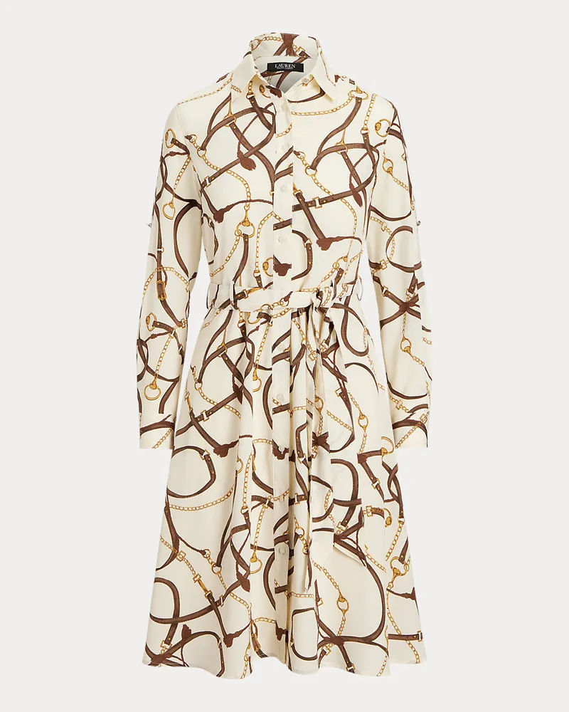 Ralph Lauren Crêpe-Hemdkleid mit Gürteldruck White