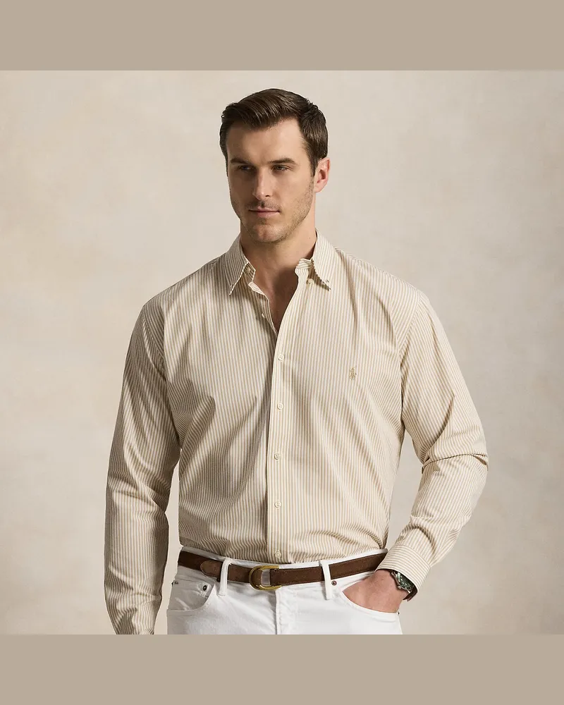 Ralph Lauren Große Größen - Gestreiftes Stretch-Popelinehemd Tan