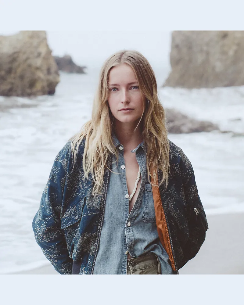 Ralph Lauren Leinen-Baumwoll-Fliegerjacke in Indigo Blue