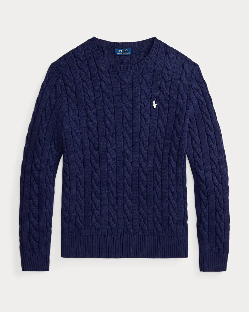 Ralph Lauren Baumwollpullover mit Zopfmuster Blue