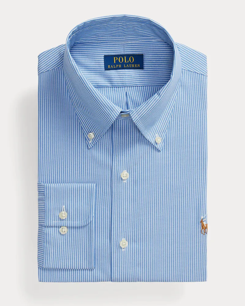 Ralph Lauren Gestreiftes Custom-Fit Oxfordhemd Blue