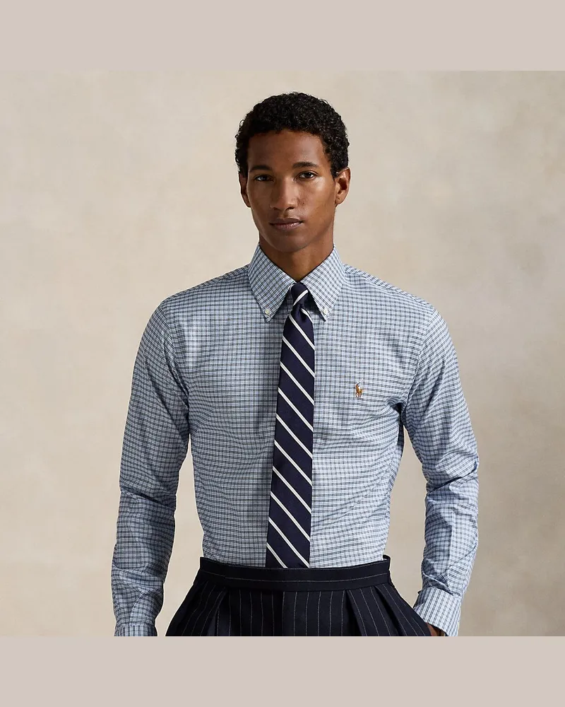 Ralph Lauren Gemustertes Custom-Fit Oxfordhemd White