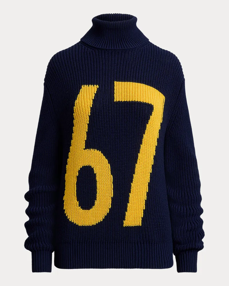 Ralph Lauren Intarsiengestrickter Rollkragenpullover Blue