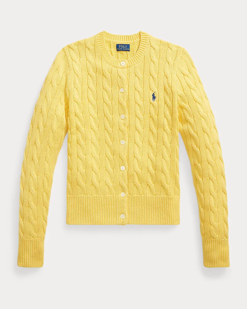 Ralph Lauren Cable-Knit Cotton Cardigan Yellow