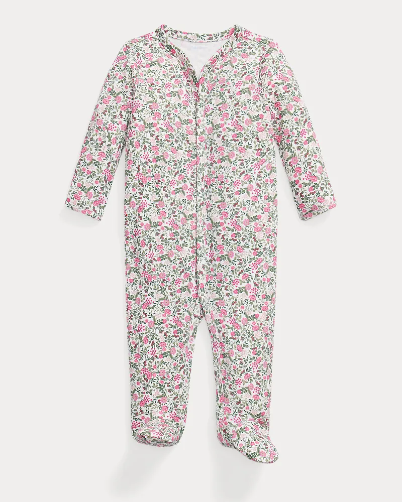 Ralph Lauren Geblümter Baumwollstrampler mit Füßchen Multi