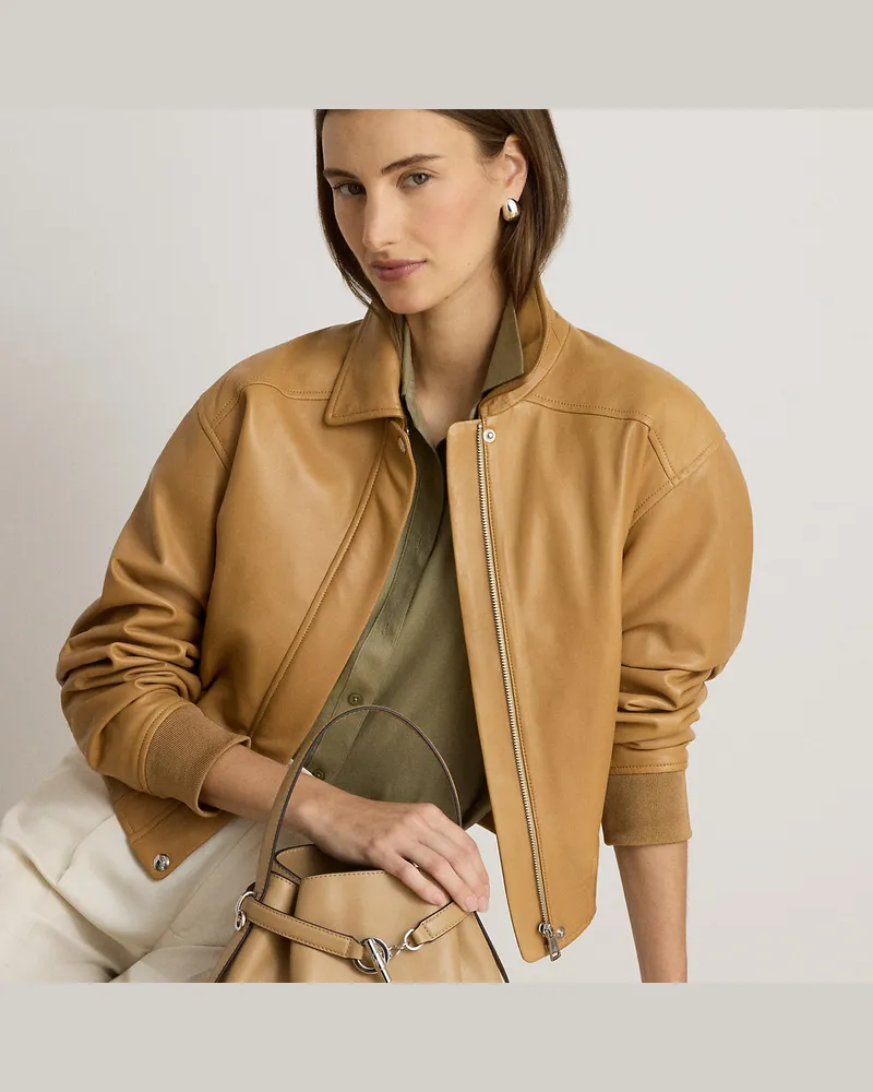 Ralph Lauren Mittelgroße Leder-Beuteltasche Blaike Tan