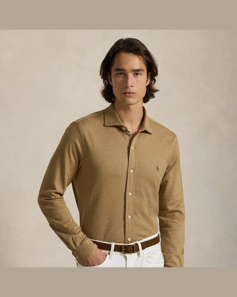 Ralph Lauren Fischgrat-Hemd mit gespreiztem Kragen Brown