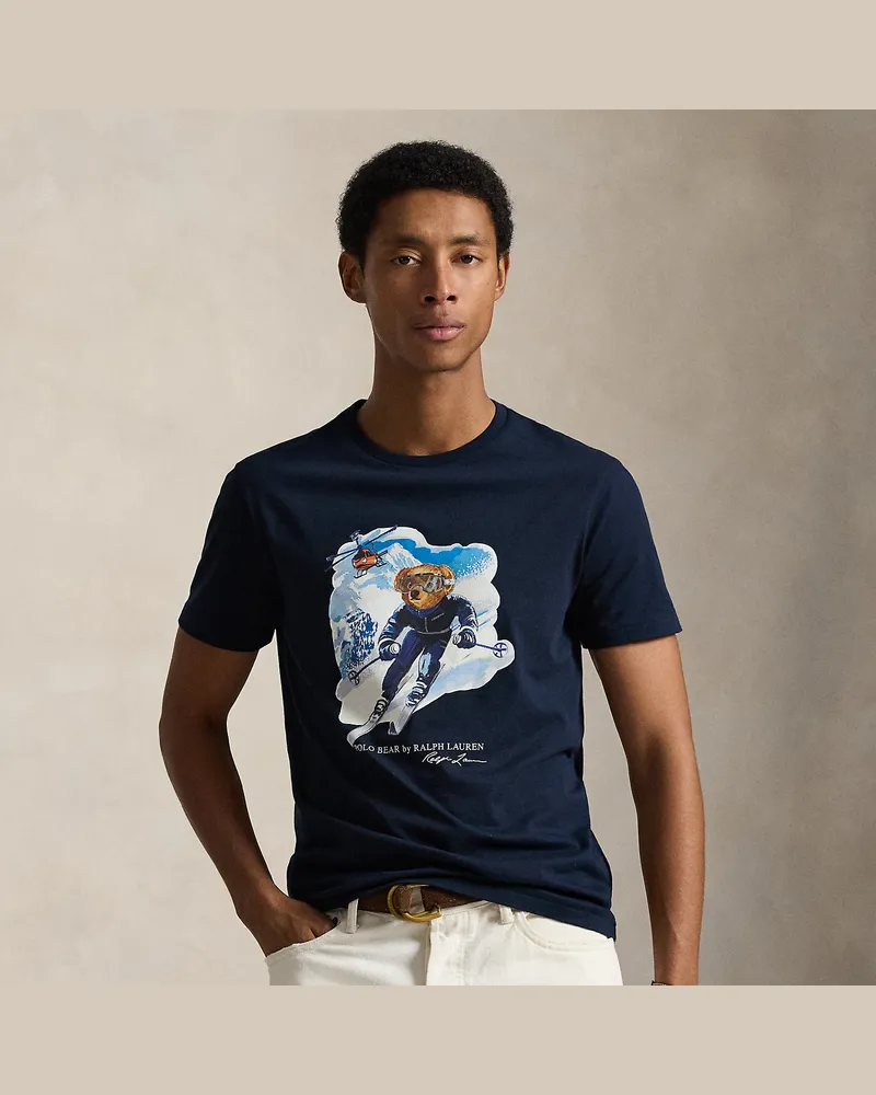 Ralph Lauren Custom-Slim-Fit T-Shirt mit Polo Bear Blue