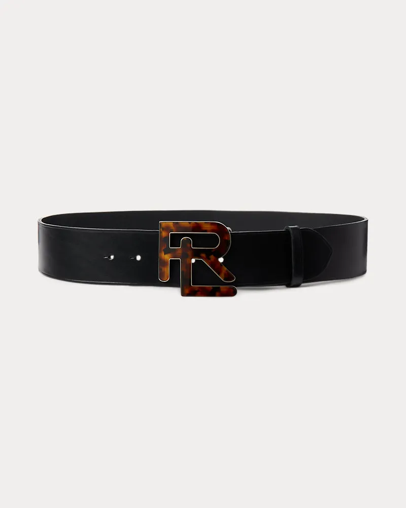 Ralph Lauren Breiter Gürtel RL aus Vachetteleder Black