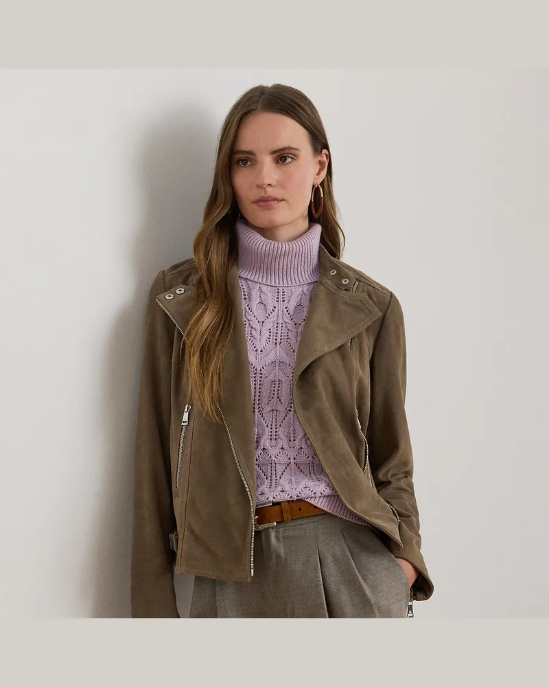 Ralph Lauren Bikerjacke aus Ziegenwildleder Brown