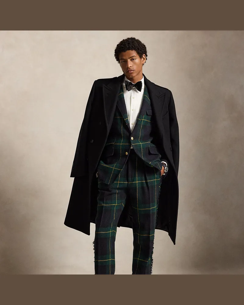 Ralph Lauren Karierte Tweed-Anzughose mit Lederbesatz Multi