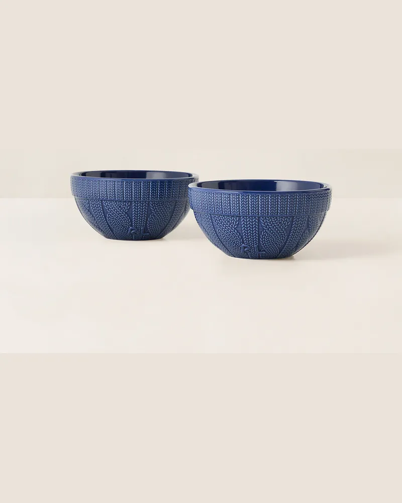 Ralph Lauren Home Keramikschalen-Set mit Zopfmuster Blue