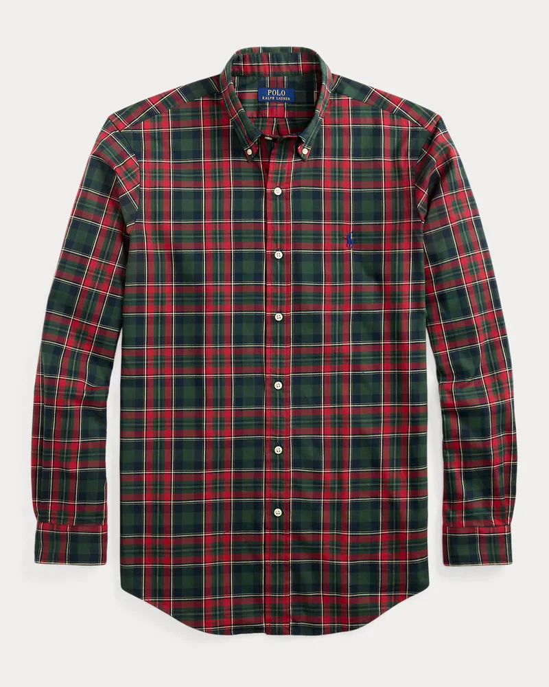 Ralph Lauren Custom-Fit Twillhemd mit Karomuster Green