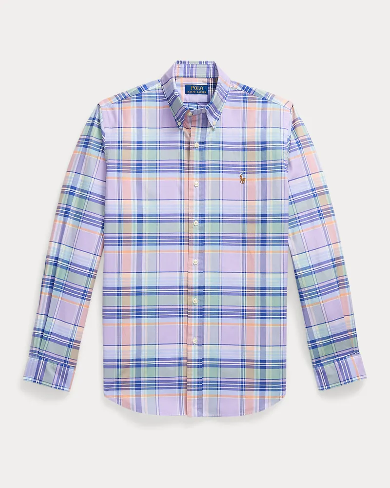 Ralph Lauren Kariertes Custom-Fit Stretch-Oxfordhemd Purple