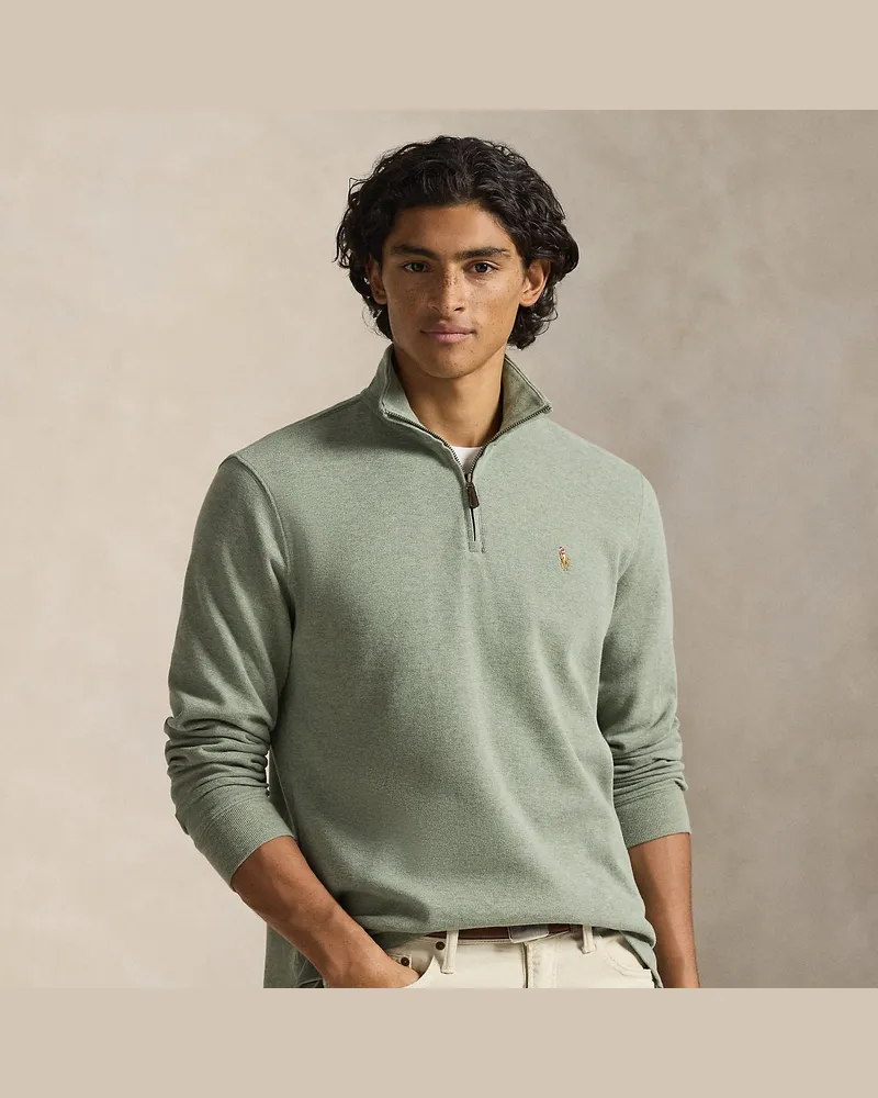 Ralph Lauren Rippenpullover mit Viertelreißverschluss Green