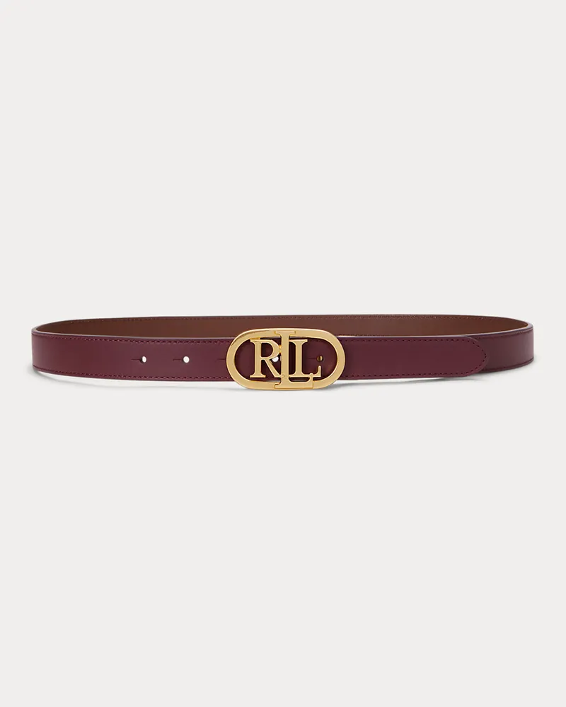 Ralph Lauren Schmaler wendbarer Ledergürtel mit Logo Red