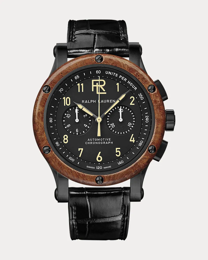Ralph Lauren Chronograph 42 MM aus schwarzem Stahl Black