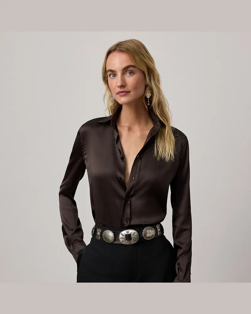 Ralph Lauren Straight-Fit Hemd Cameron aus Seide Brown