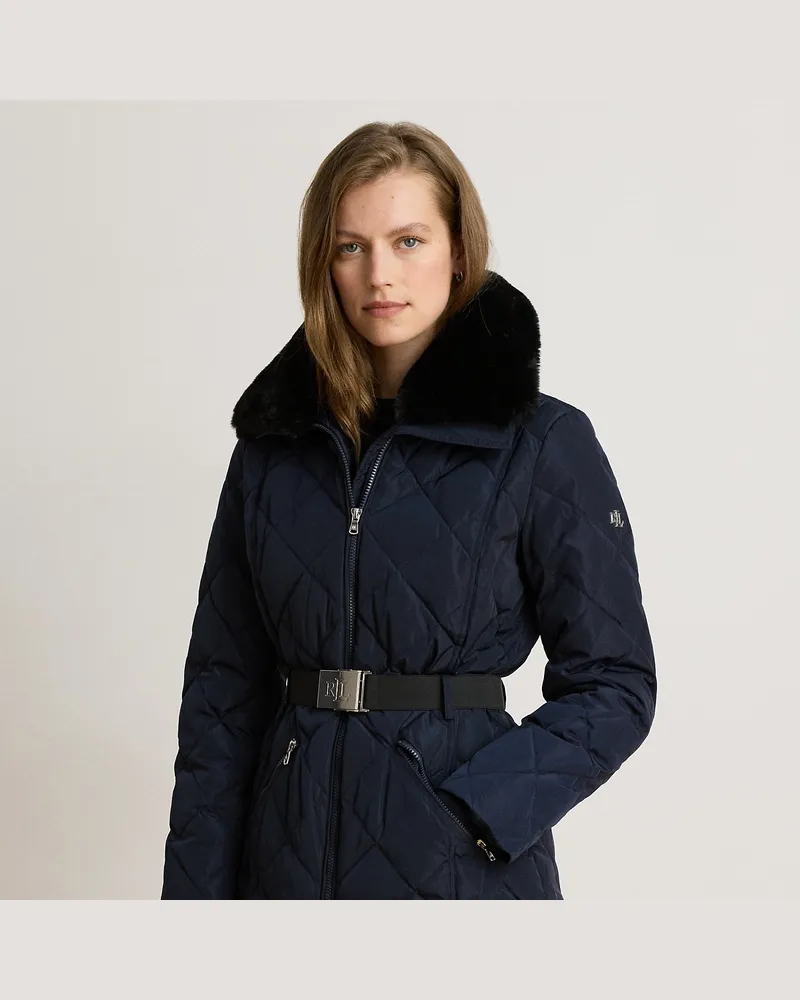Ralph Lauren Daunen-Steppmantel mit Kunstpelzbesatz Blue
