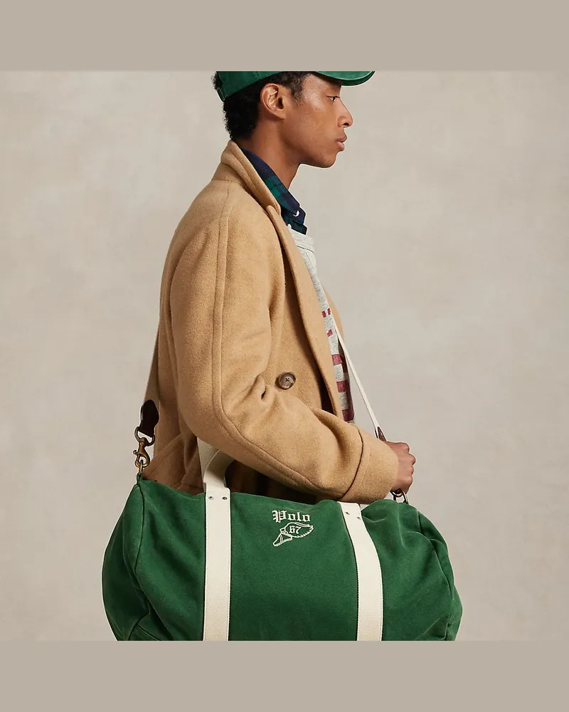 Ralph Lauren Bestickte Reisetasche aus Segeltuch Green